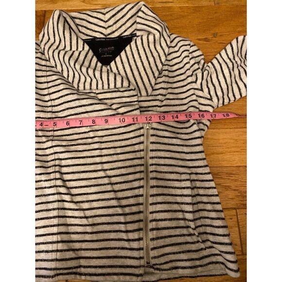 Calvin Klein Performance, women's black striped asymmetrical zipped jacket sz sm - Picture 7 of 9